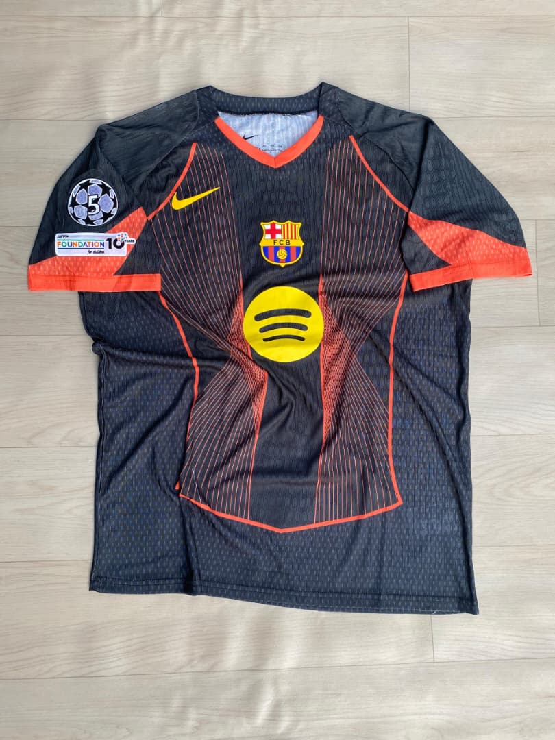 barca maillot noir orange
